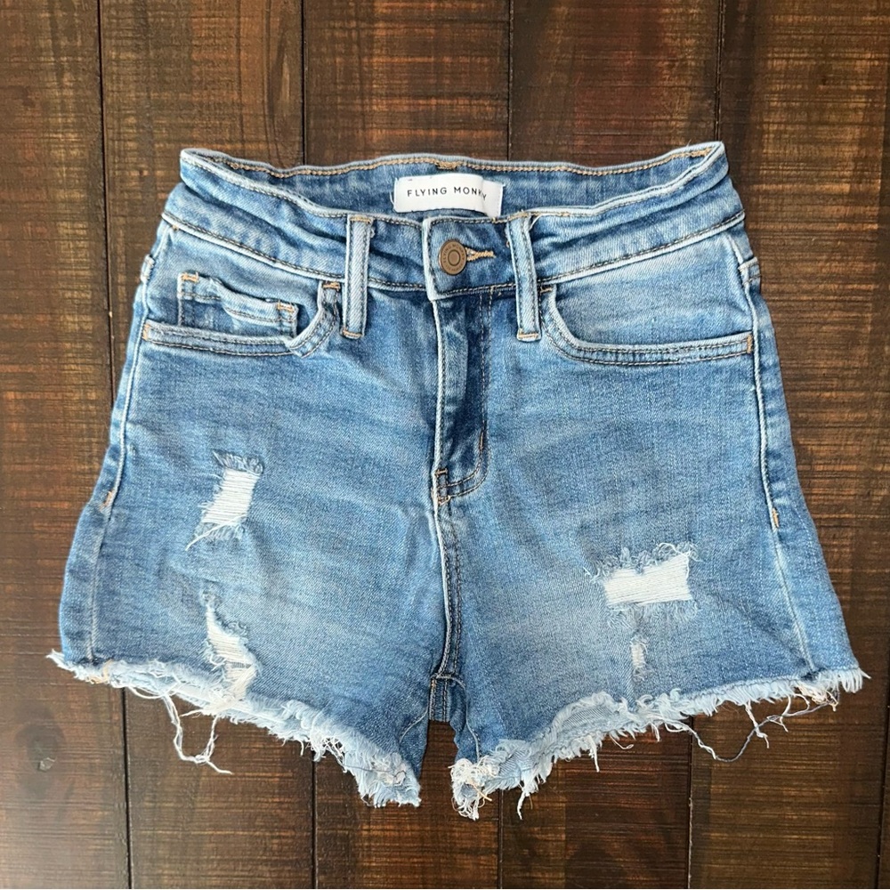 VERVET BY FLYING MONKEY Distressed Blue Jean Shorts